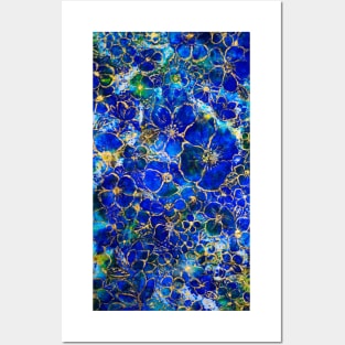 Floral abstract blue 1 Posters and Art